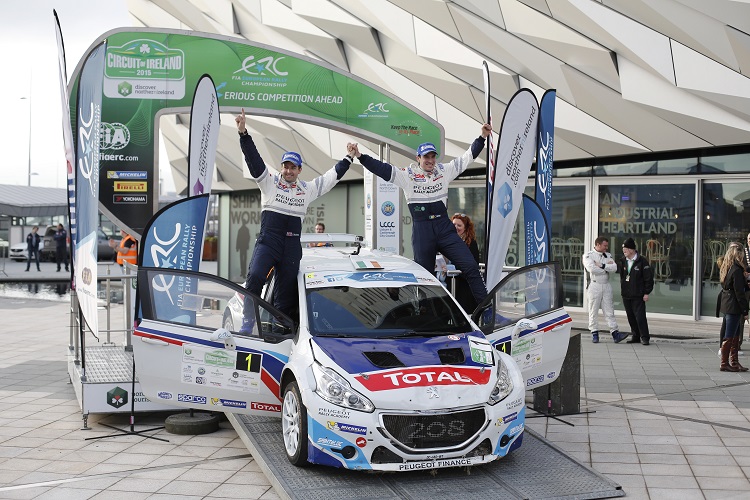 Craig Breen and Scott Martin celebrate Circuit of Ireland win