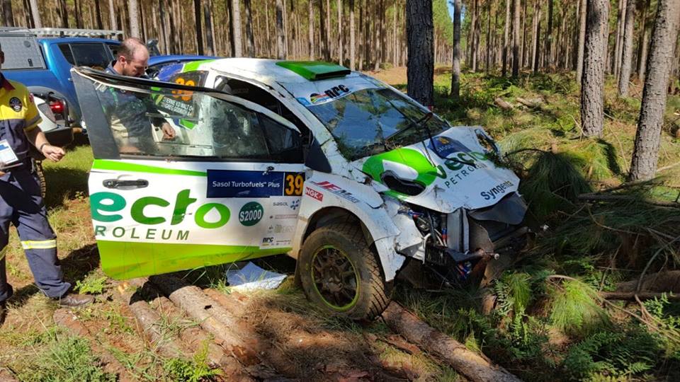 Ernie van der Walt's Toyota after his massive off this morning