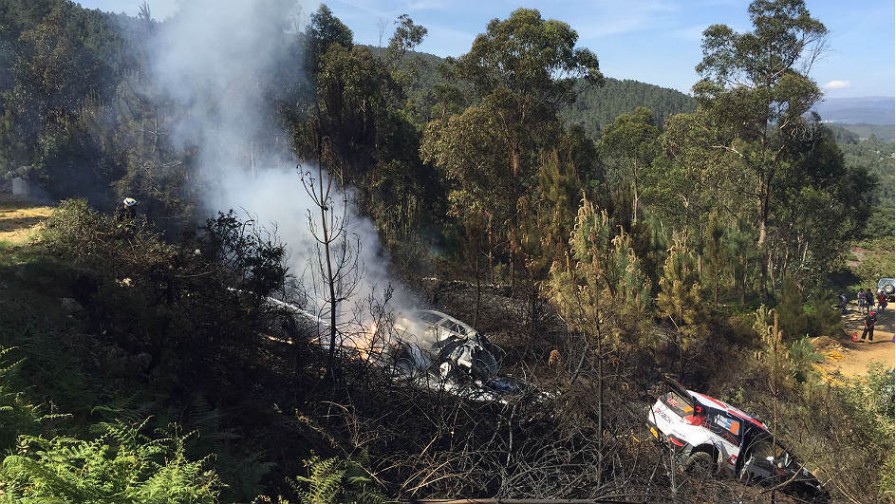 Haydon Paddon's Hyundai burns